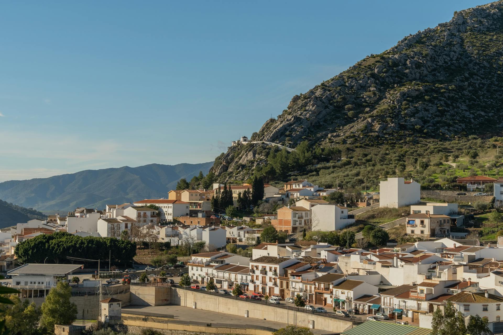 Benahavis mountain village and elevated hillside landscape