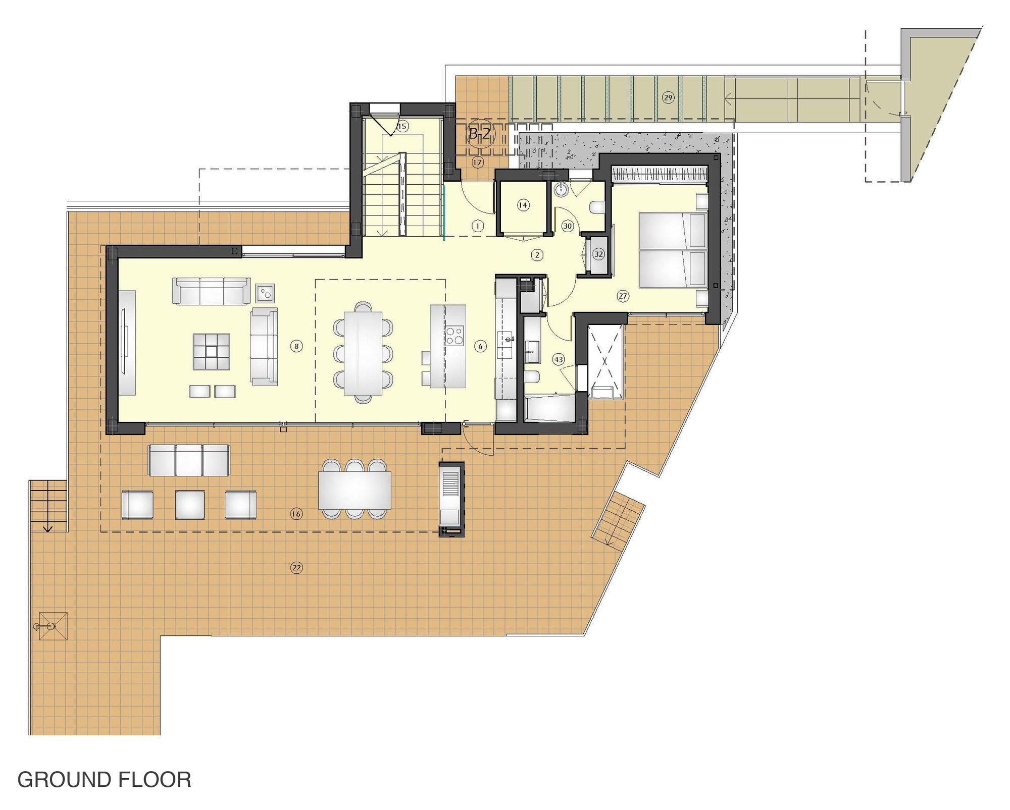 Plano de la Villa 02, planta baja