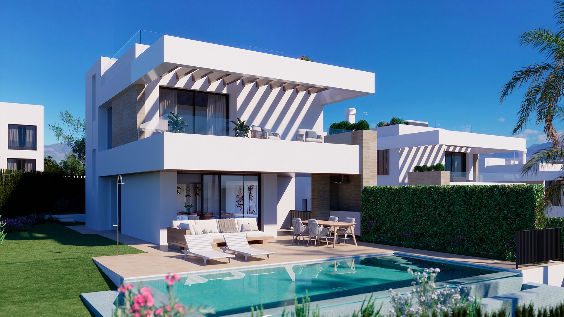 Villa independiente con piscina infinity y jardín en Atalaya, Estepona