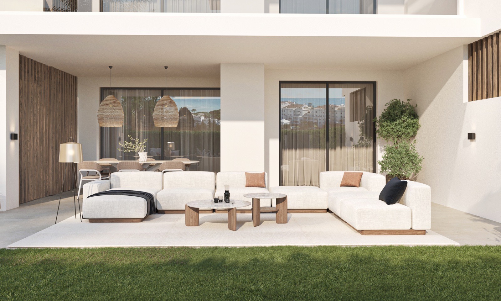 Developer visual of a private garden terrace at Cancelada Park