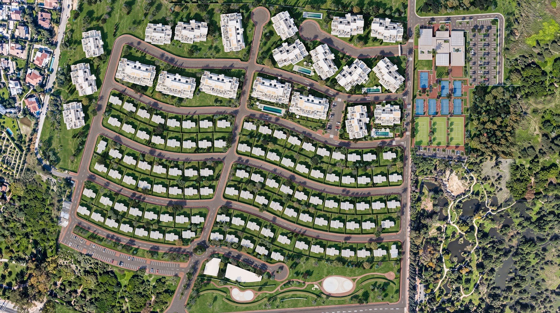 Indicative site plan showing the residential plots and wider resort facilities near Cancelada Park