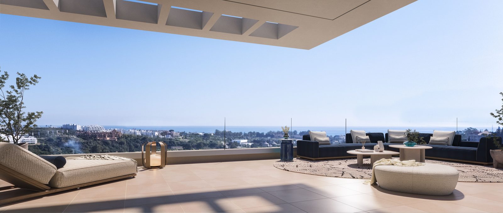 Una terraza con vistas al valle y al mar