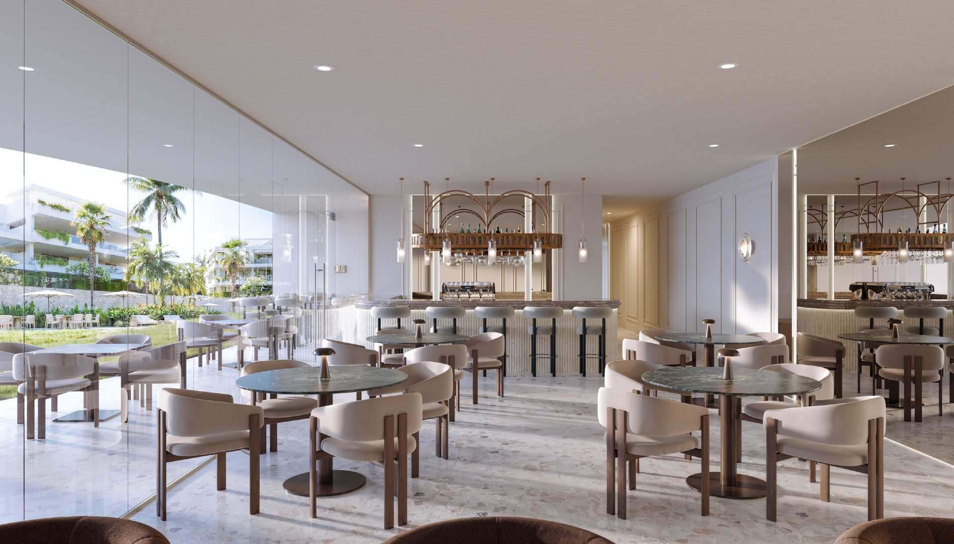 On-site restaurant and bar with garden views