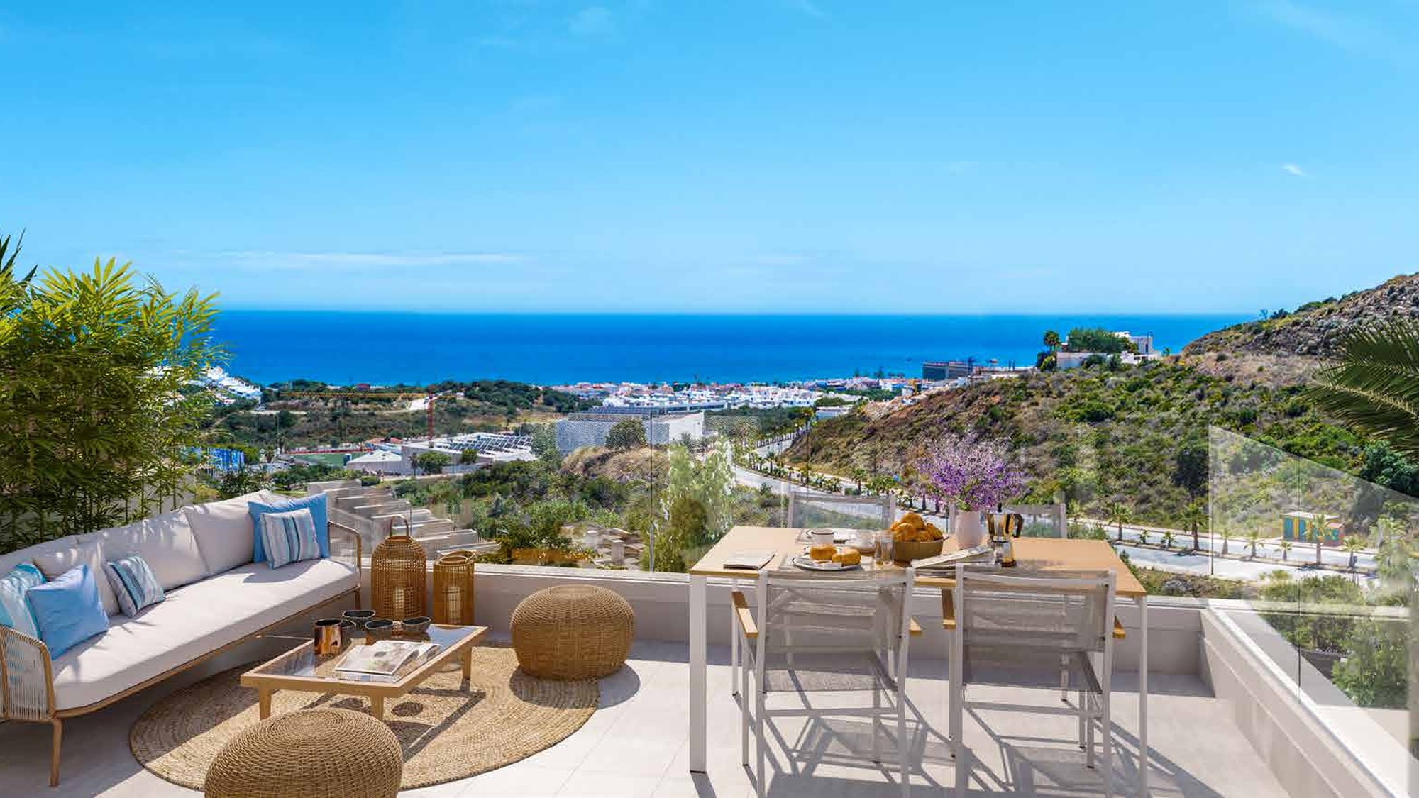 A covered terrace above the coast
