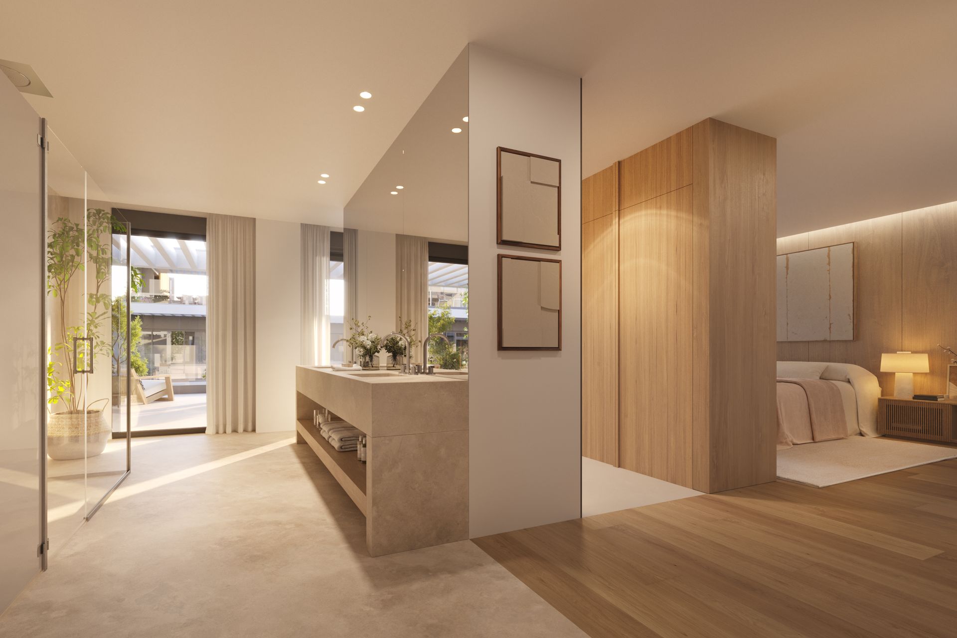 Developer visual of an ensuite bathroom with walk-in shower